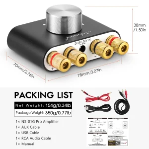 Nobsound Mini Bluetooth 5.0 TPA3116 Digital Amplifier